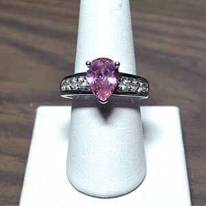 925 and Pink Stone Ring Sz 9